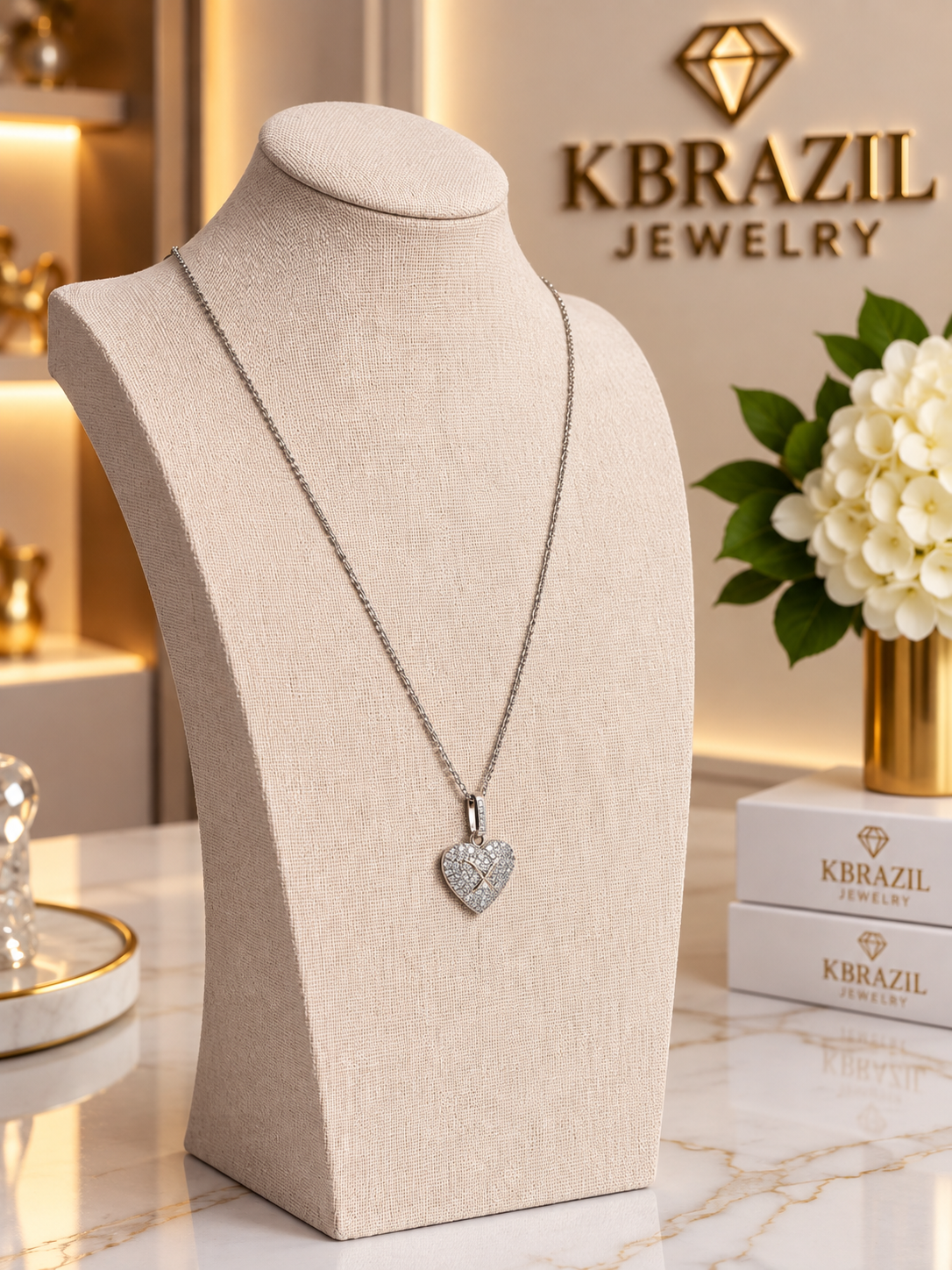 Sparkling Love Heart Pendant Necklace