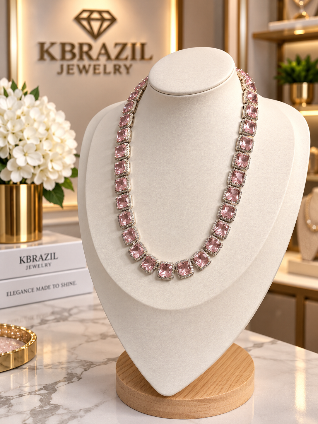 Blush Pink Crystal Riviera Necklace