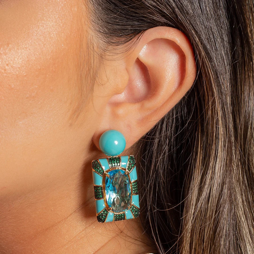 TURQUOISE STONE EARRING - LUXURY LINE