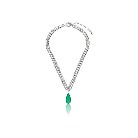 Emerald Pendant Chain Necklace