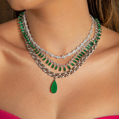 EMERALD PENDANT CHAIN NECKLACE