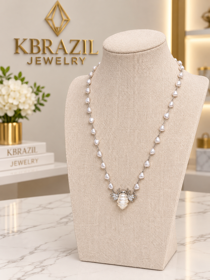 Pearl Bee Pendant Necklace