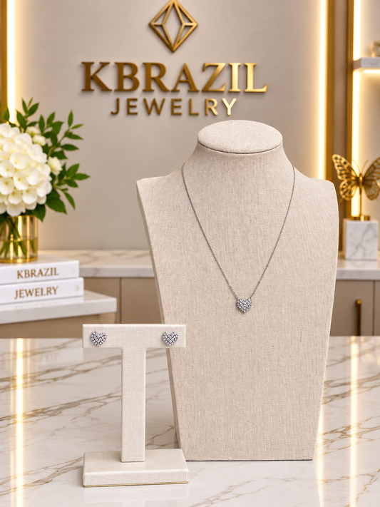 Eternal Love Sparkling Heart Necklace & Earrings Set