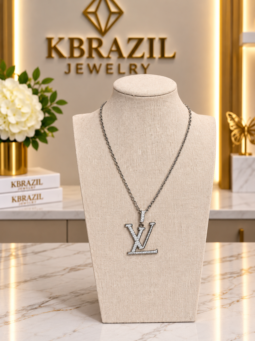 Luxe Crystal Monogram Statement Necklace