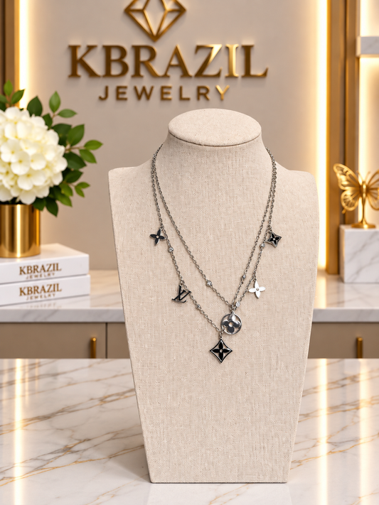 Silver-Tone Layered Charm Necklace