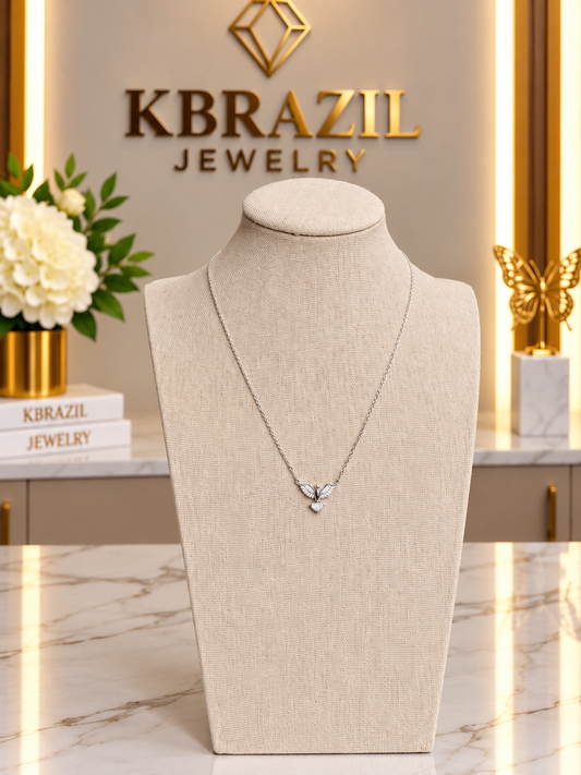 Angel Wings Heart Pendant Necklace