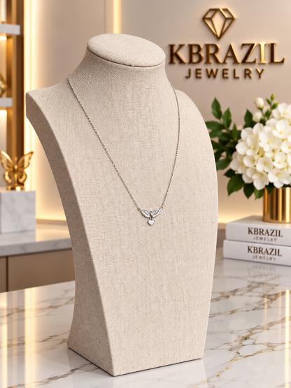 Angel Wings Heart Pendant Necklace