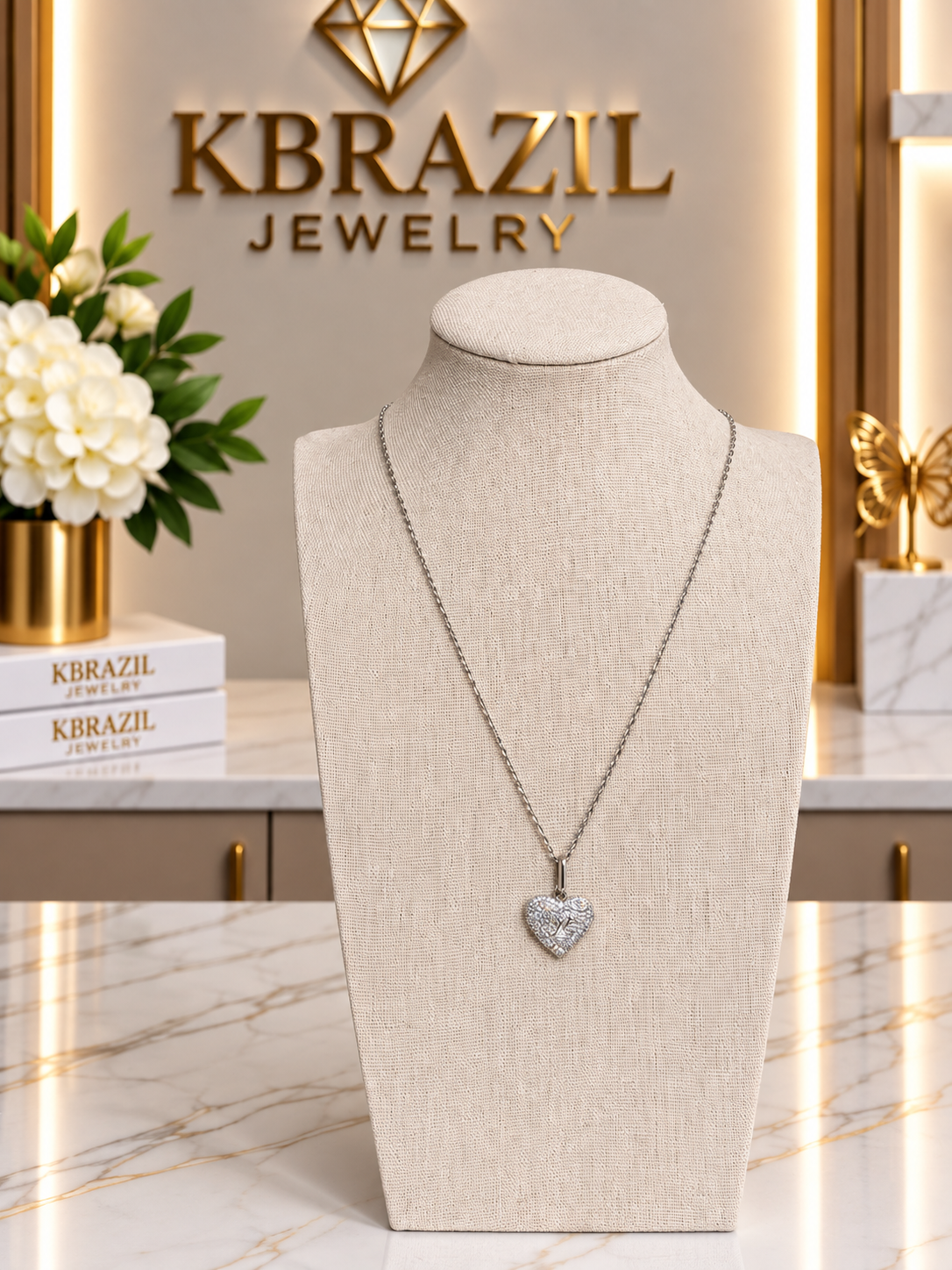 Sparkling Love Heart Pendant Necklace