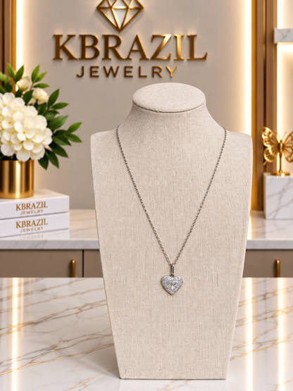 Sparkling Love Heart Pendant Necklace