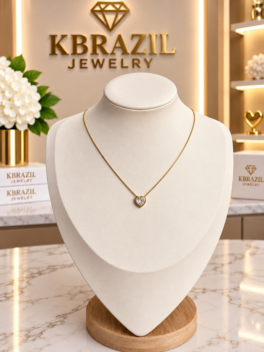 Golden Crystal Heart Necklace