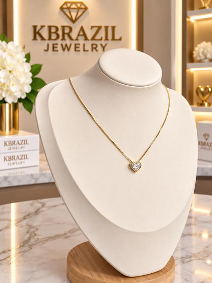 Golden Crystal Heart Necklace