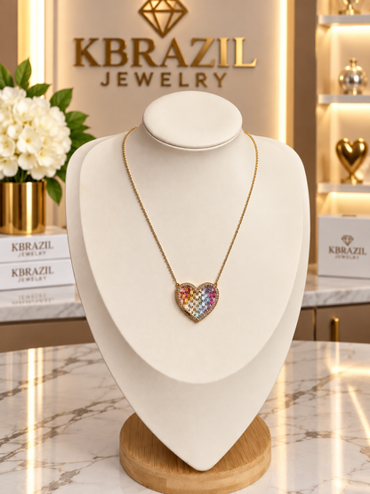 Rainbow Radiance Heart Necklace