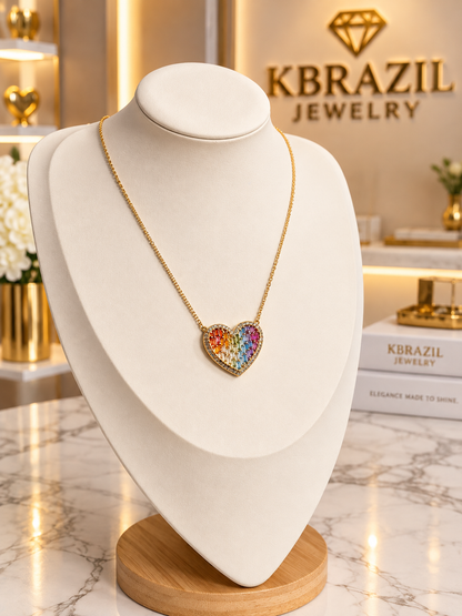 Rainbow Radiance Heart Necklace