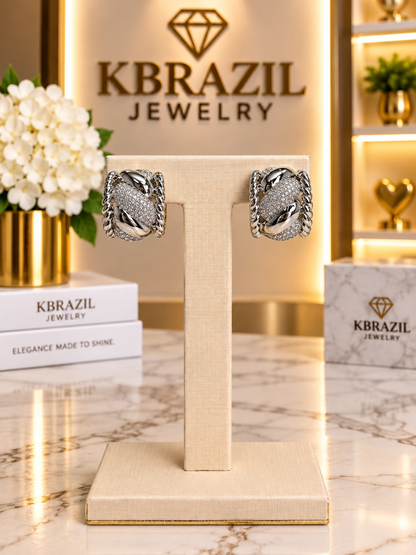 Silver Luxe Knot Statement Earrings