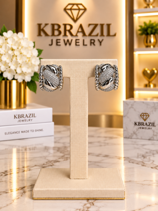 Silver Luxe Knot Statement Earrings