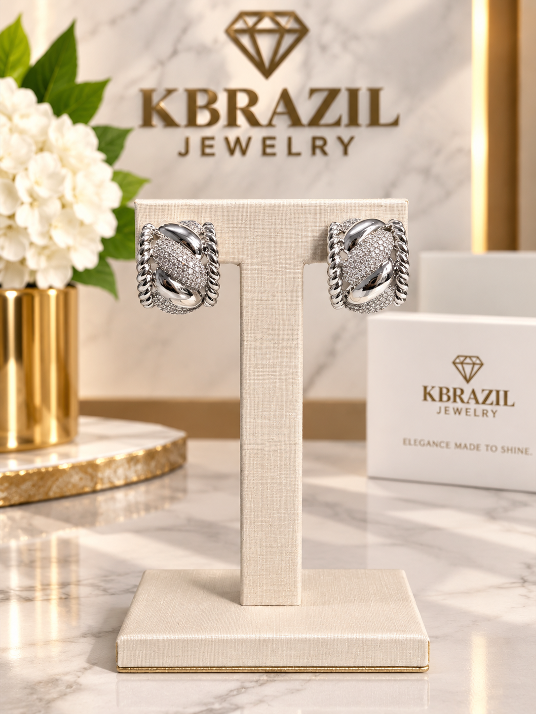 Silver Luxe Knot Statement Earrings
