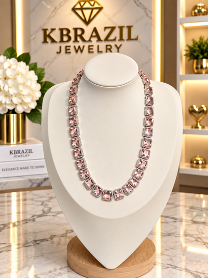Blush Pink Crystal Riviera Necklace