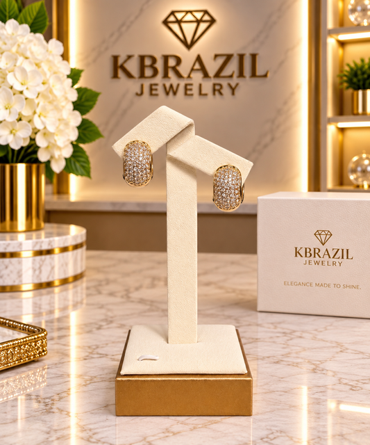 Golden Pavé Crystal Huggie Earrings